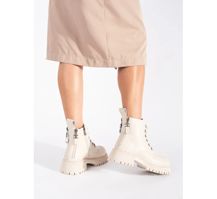 Pohodlné dámské  kotníčkové boty hnědé platforma