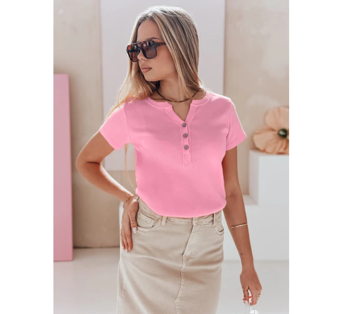 Dámská žebrovaná halenka LOOK růžová Dstreet model 21988817 - FashionStreet
