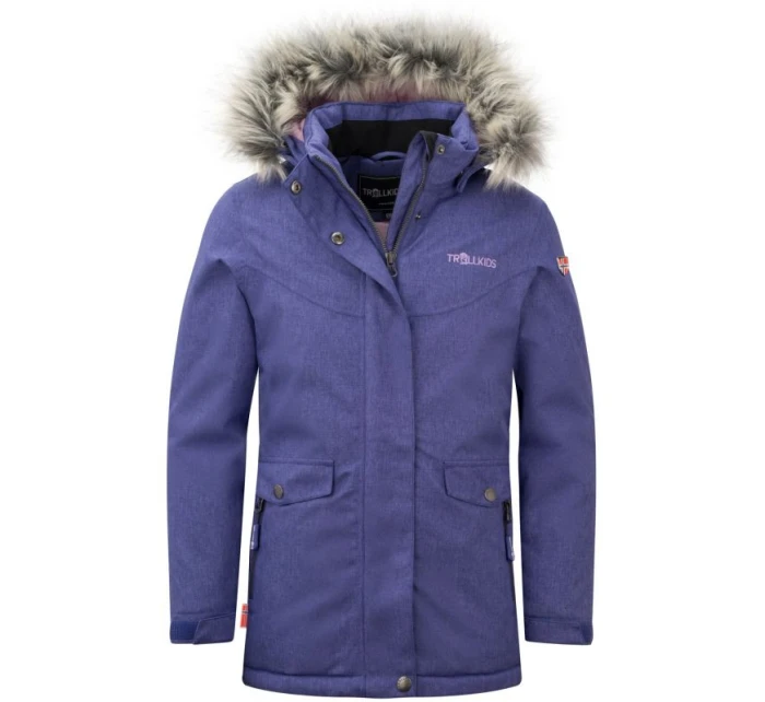 Dívčí zateplená bunda Trollkids Dívčí zimní kabát Oslo Coat XT s kapucí fialová (180-154)