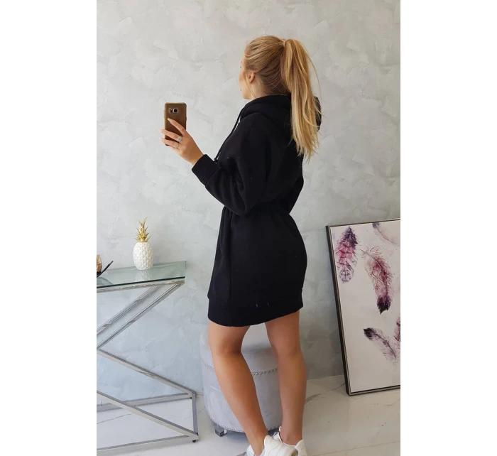 Zateplené šaty s kapucí černé