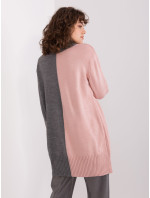 Šedorůžový dlouhý dámský svetr s rolákem