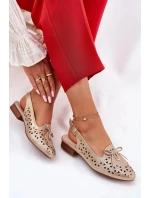 Dámské perforované baleríny s otevřenou patou Navinnia – zlaté