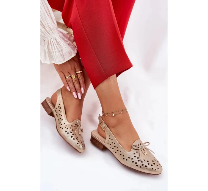 Dámské perforované baleríny s otevřenou patou Navinnia – zlaté