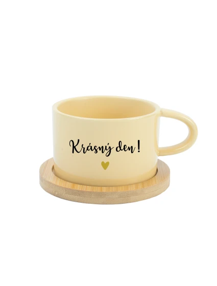 KRÁSNÝ DEN! - žlutý hrníček makronka 200 ml