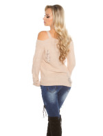 Sexy KouCla Cold Shoulder knit jumper used look