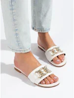 Módní bílé nazouváky dámské bez podpatku Módní bílé nazouváky dámské bez podpatku