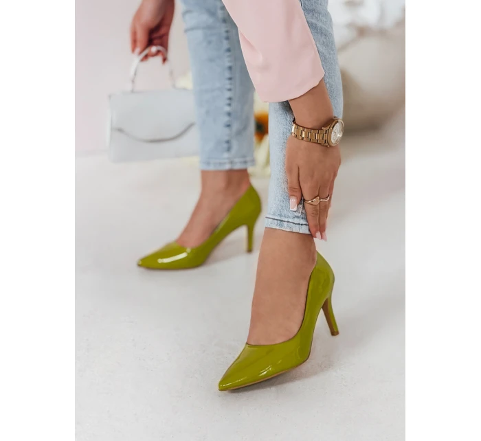 Dámské jehlové boty CRANTIK na podpatku zelené FashionStreet ZY0747
