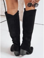 Dámské semišové kozačky na podpatku černé FashionStreet ZY1197