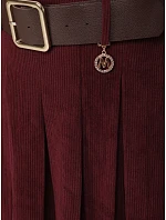 Dámské kordurové sukně-šortky s páskem, bordó, FashionStreet SY0602 Dámské kordurové sukně-šortky s páskem, bordó, FashionStreet SY0602