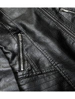 Černá bunda ramoneska z imitace kůže (B17)