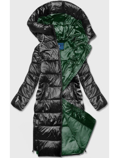 Černo-zelená dámská bunda s kontrastními vsadkami (AG1-J9063B)