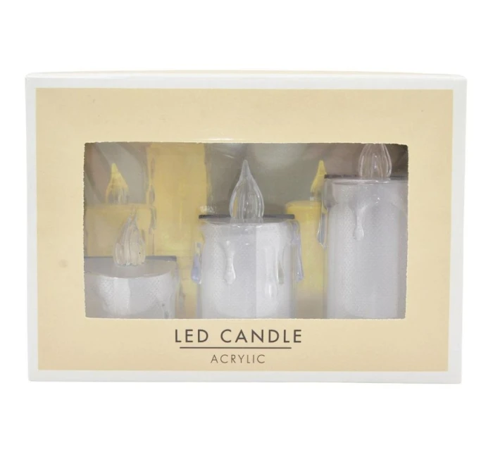 SADA 3 DEKORATIVNÍCH LED SVÍČEK TEPLÁ BÍLÁ