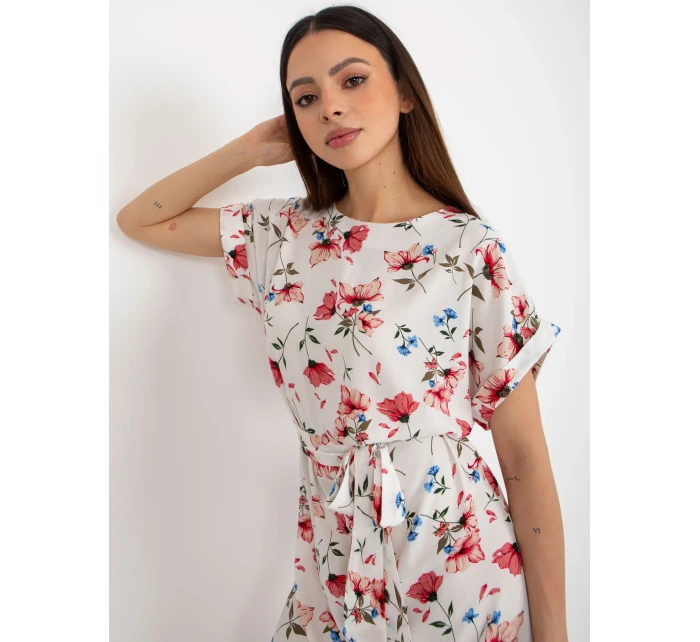 Sukienka WN SK model 21110920 biało czerwony - FPrice Sukienka WN SK model 21110920 biało czerwony - FPrice