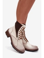 Dámské kotníkové boty Vinceza – béžové, zateplené, na podpatku typu “klocek” Dámské kotníkové boty Vinceza – béžové, zateplené, na podpatku typu “klocek”