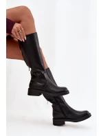 Dámské kožené zateplené kozačky Maciejka – černé