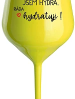 JSEM HYDRA. RÁDA HYDRATUJI! - žlutá nerozbitná sklenice na víno 470 ml