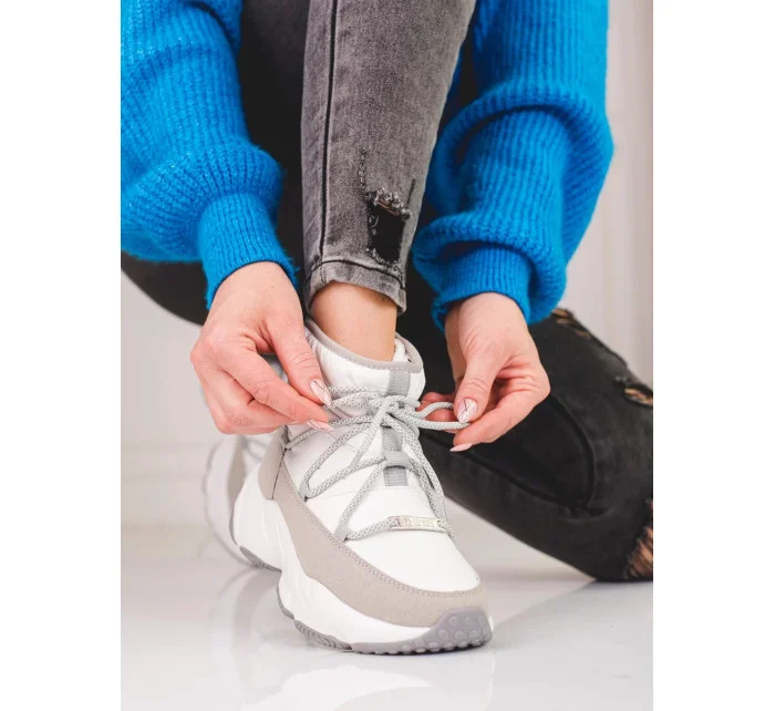 Dámské sněhule bez podpatku KK274272 Bílá - BIG STAR