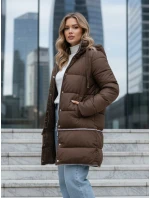FashionStreet dámská zimní dlouhá hnědá bunda TY5475