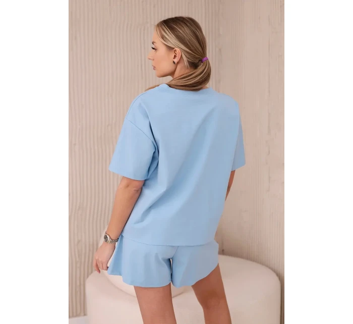 Sada s potiskem new punto halenkové + šortky modrý Sada s potiskem new punto halenkové + šortky modrý