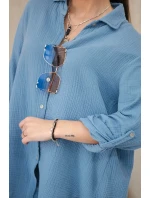 Bavlněná mušelínová košile oversize džínovina