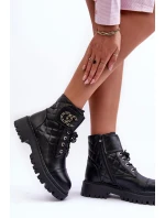 Dámské boty Workery s ozdobou černou model 21632247 - Boto Dámské boty Workery s ozdobou černou model 21632247 - Boto