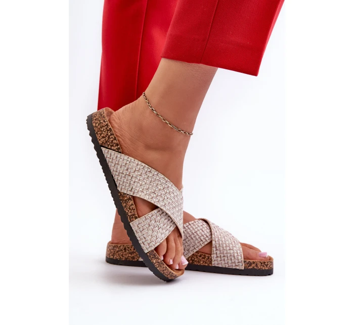 Dámské pantofle na korkové platformě béžové Tesolen