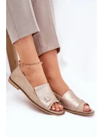 Kožené elegantní baleríny s odhalenými Béžové model 21691222 - Zazoo