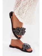 Dámské ploché pantofle s ozdobou černé model 22032091 - Boto