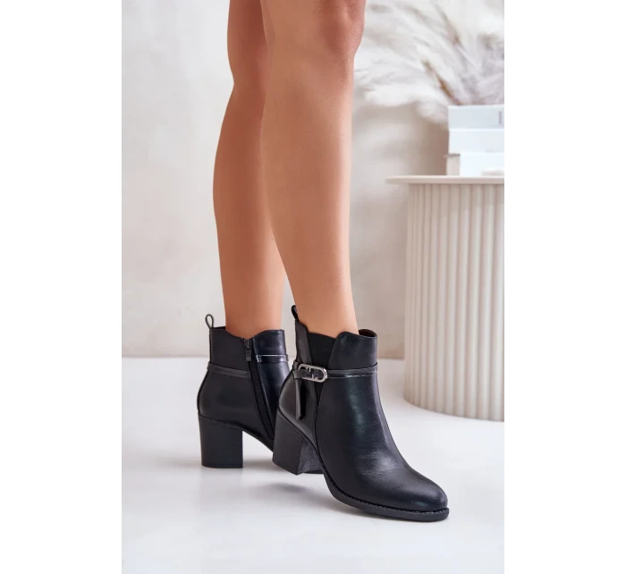 Dámské Kotníkové Boty Na Podpatku S Páskem Zateplené Černé Zinithia Dámské Kotníkové Boty Na Podpatku S Páskem Zateplené Černé Zinithia
