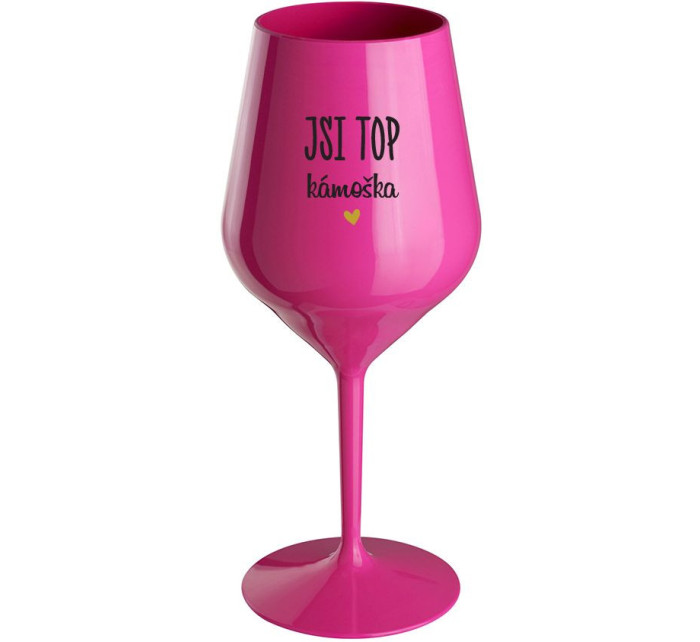 JSI TOP KÁMOŠKA - růžová nerozbitná sklenice na víno 470 ml
