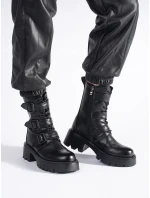 Jedinečné kotníčkové boty dámské černé na širokém podpatku Jedinečné kotníčkové boty dámské černé na širokém podpatku