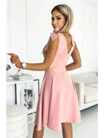 393-2 ROSALIA Dámské šaty s obálkovým výstřihem a mašlemi - PUDRED ROSE