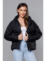 Černá bunda pro přechodné období s prošívanými rukávy (5M3113-392) Černá bunda pro přechodné období s prošívanými rukávy (5M3113-392)