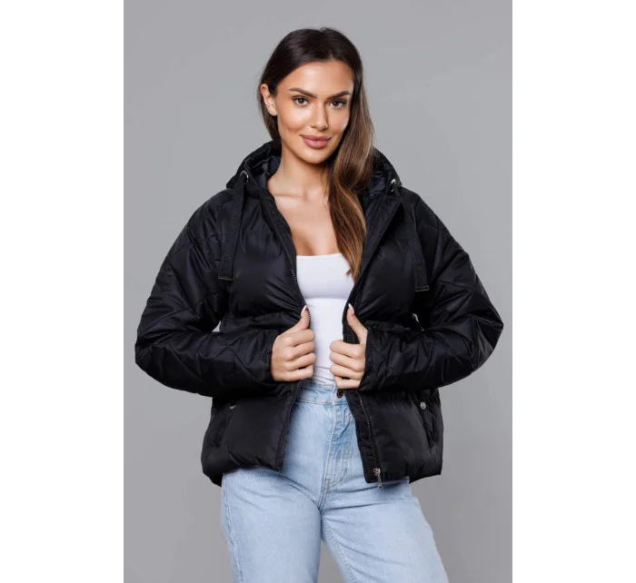 Černá bunda pro přechodné období s prošívanými rukávy (5M3113-392) Černá bunda pro přechodné období s prošívanými rukávy (5M3113-392)