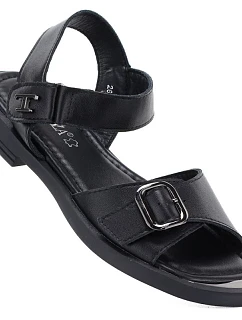 Dámské černé kožené sandály Vinceza 26-62303