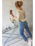 Halenka s buffovými rukávy světle béžová