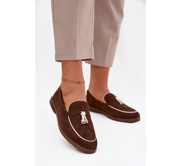 Mokasyny Loafersy Damské Z Eko Zamszu Čokoládové Darwen Mokasyny Loafersy Damské Z Eko Zamszu Čokoládové Darwen