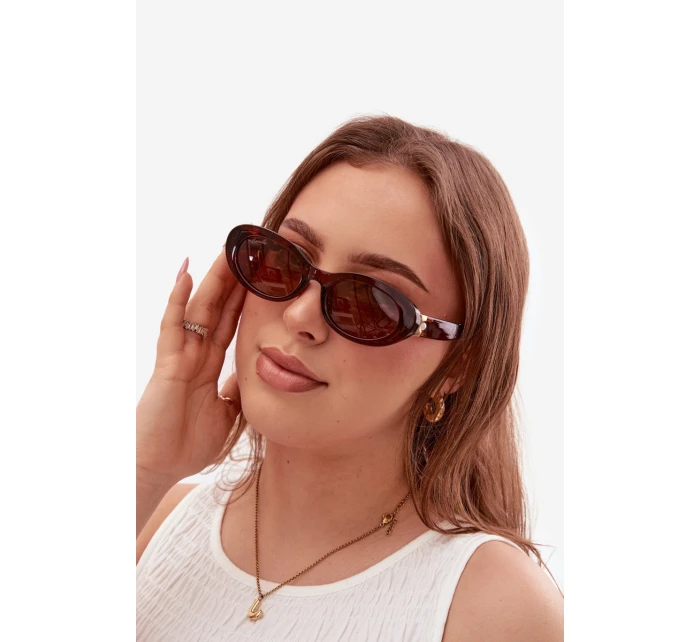 Dámské sluneční brýle s perlami Hnědé