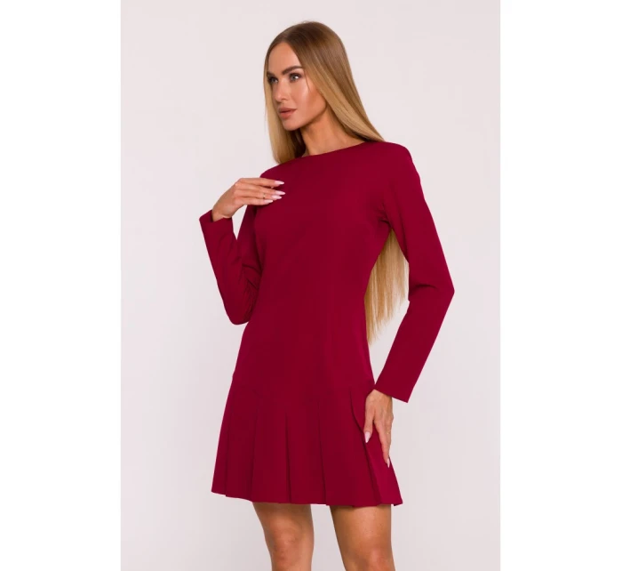 Šaty s záhyby bordó model 21295924 - Moe Šaty s záhyby bordó model 21295924 - Moe