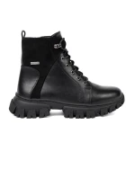 Pěkné dámské černé  kotníčkové boty platforma