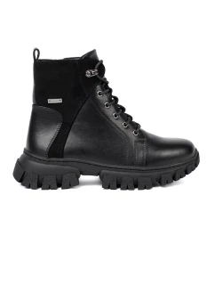 Pěkné dámské černé  kotníčkové boty platforma