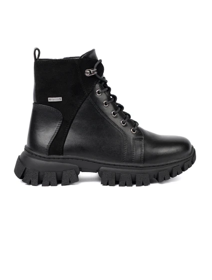 Pěkné dámské černé  kotníčkové boty platforma