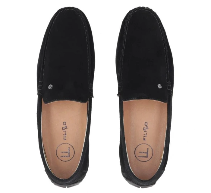 Pánské kožené mokasíny polobotky černé model 22061118 - FILIPPO Pánské kožené mokasíny polobotky černé model 22061118 - FILIPPO