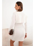 Dámská viskózová souprava blůza s šaty ecru