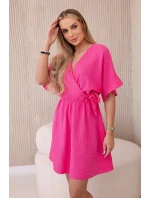 Mušelínové šaty s pasem růžový
