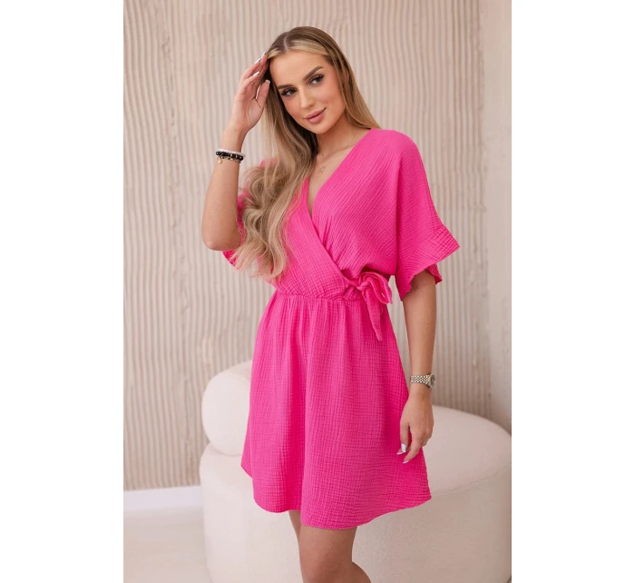 Mušelínové šaty s pasem růžový
