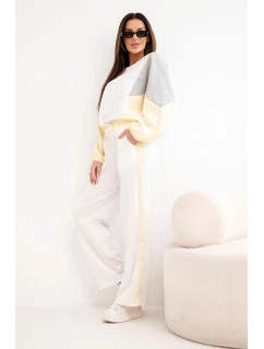 Dámská souprava model 21938014 s volnou mikinou a kalhotami s širokým nohavicí žlutý - K-Fashion