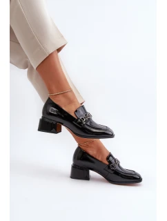 Lakované lodičky na podpatku černé model 21656061 - S.Barski