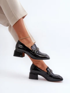 Lakované lodičky na podpatku černé model 21656061 - S.Barski