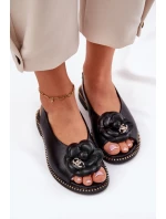 Kožené Ploché Sandály S Dekorací model 21694811 Černé - CheBello